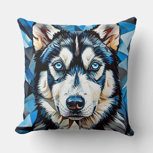 Husky dog throw pillow (Front)