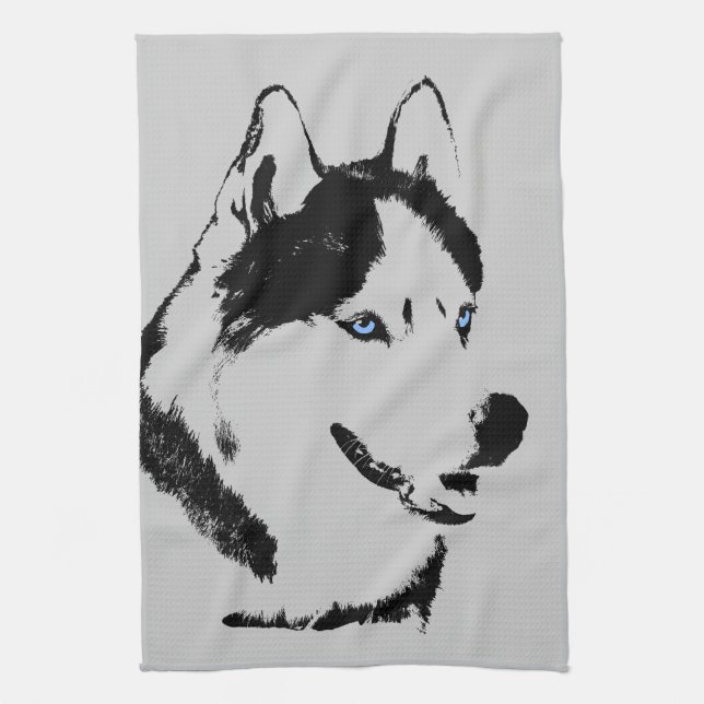 Husky Dog Towel Husky / Malamute Dog Tea Towel (Vertical)