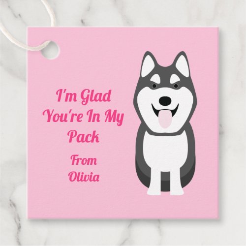 Husky Dog Valentines Day Party Favor Tags