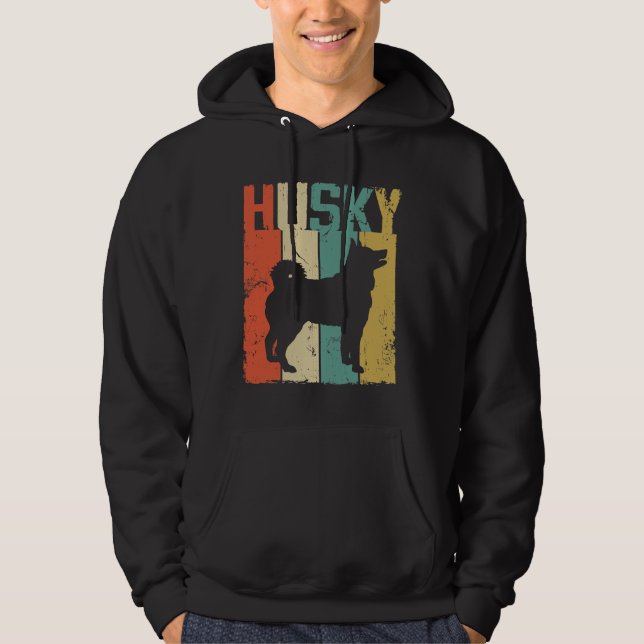 Husky Dog Vintage Retro Style Hoodie (Front)
