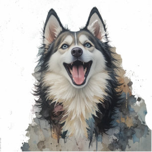Husky Dog Watercolor or Customize with Your Photo Cutout