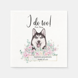 Husky Dog Wedding Cocktail Napkins