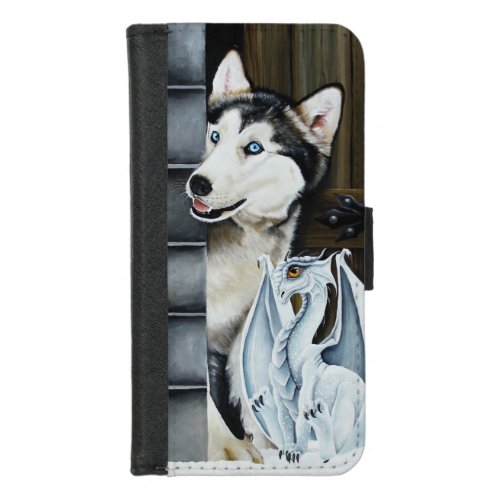 Husky Dog White Dragon Adventure iPhone 87 Wallet Case