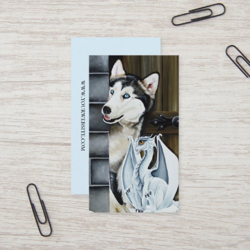 Husky Dog White Dragon Adventures  Business Card