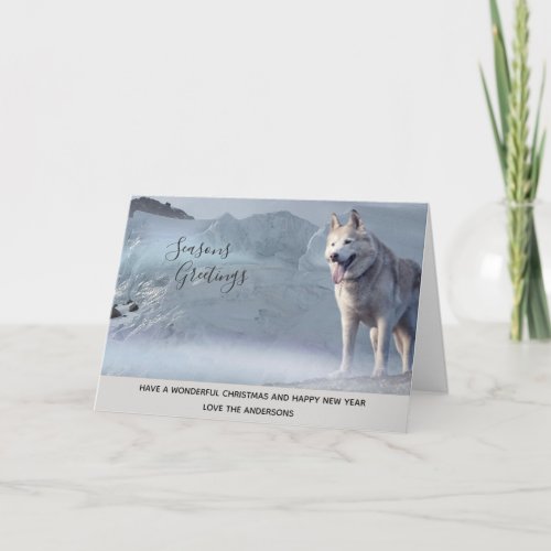 Husky Dog Winter Snow Xmas Photo Personalized Holiday Card