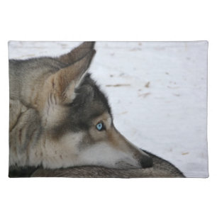 Husky dog with blue eyes placemat