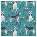 husky dogs hiking pattern fabric