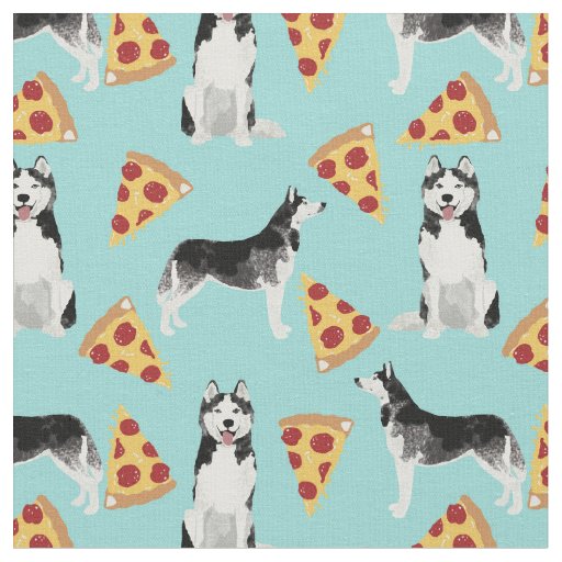 Husky dogs pizza lover light blue fabric