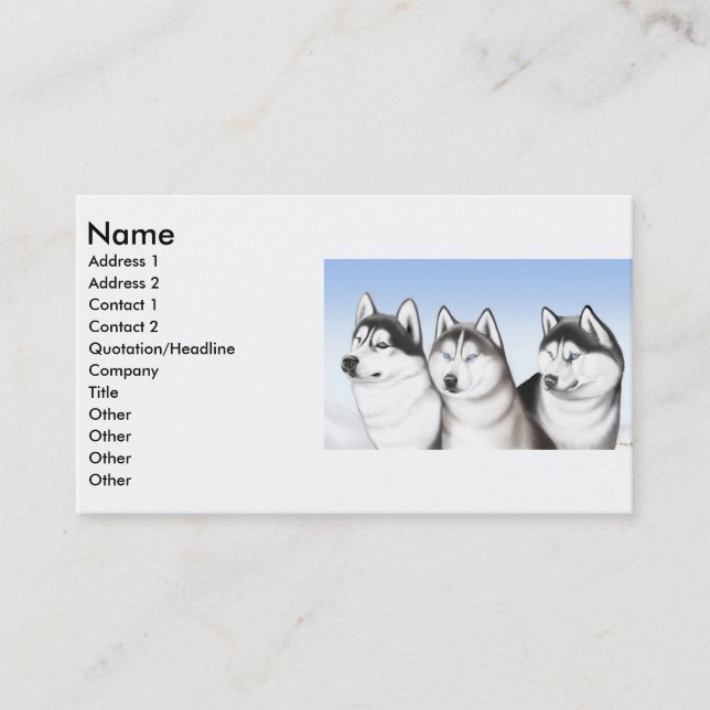 Husky Dogs Profile Card (Front)