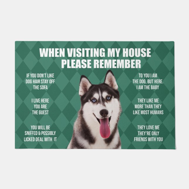 Husky Doormat, Husky Welcome Mat, Husky Lover Doormat (Front)
