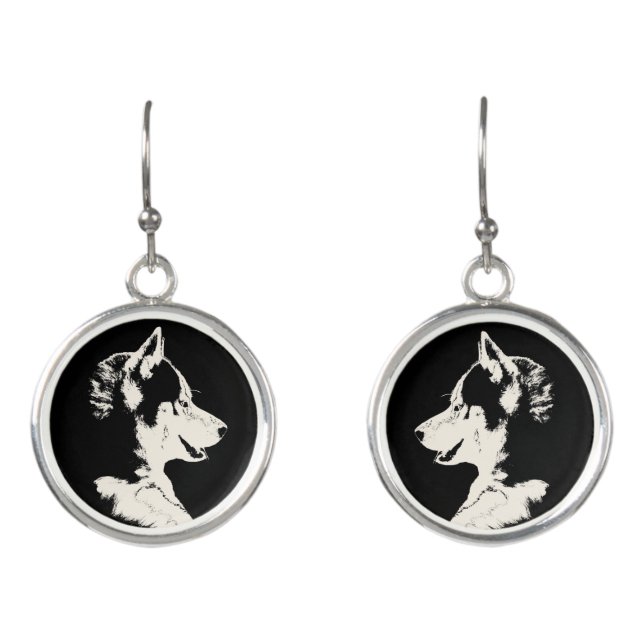 Husky Earrings Personalized Siberian Husky Gifts (Front)