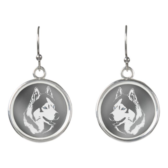 Husky Earrings Personalized Siberian Husky Gifts (Front)