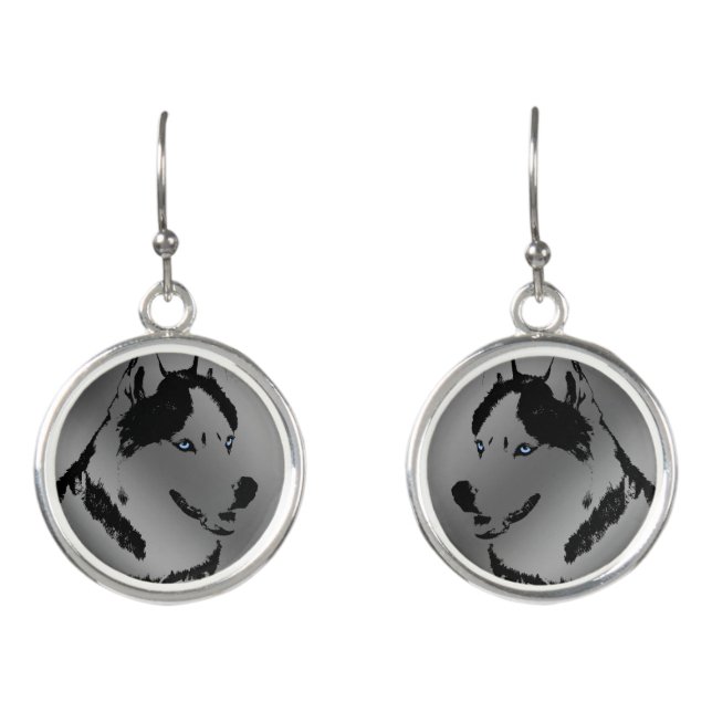 Husky Earrings Personalized Siberian Husky Gifts (Front)