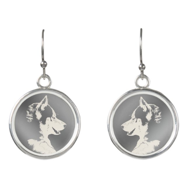 Husky Earrings Personalized Siberian Husky Gifts (Front)