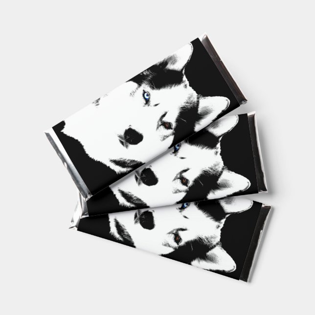 Husky Eyes Chocolate Personalized Hershey Bar Favors (Front)