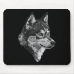 Husky Face Cute Dog Lover Men Women Black White  Mouse Pad