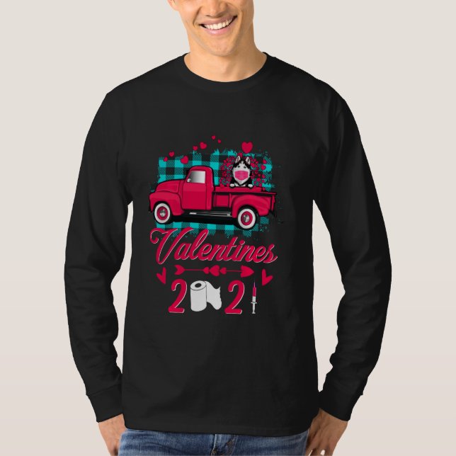 Husky Face Mask Valentines Day 2021 Truck Funny Do T-Shirt (Front)