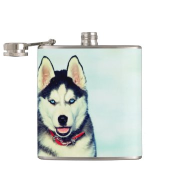 Husky Flask by MarblesPictures at Zazzle