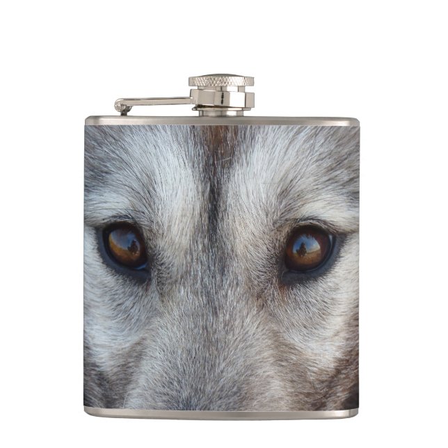Husky Flask Custom Husky Wolf Pup Drink Flask (Front)