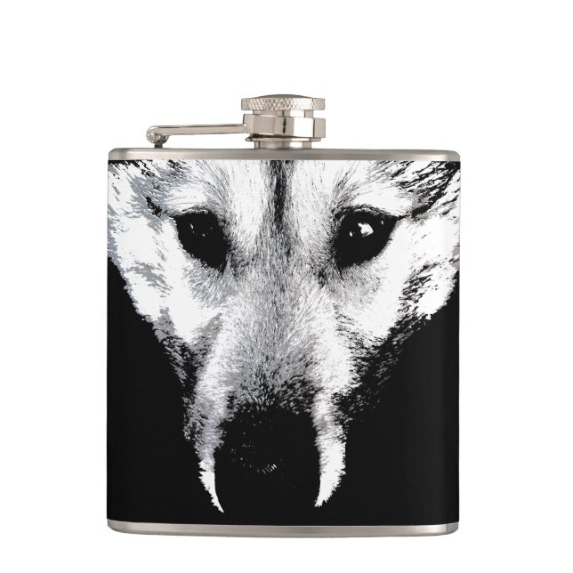 Husky Flask Custom Husky Wolf Pup Drink Flask (Front)