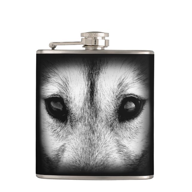 Husky Flask Custom Husky Wolf Pup Drink Flask (Front)