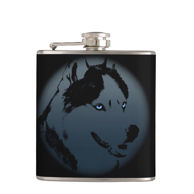 Husky Flask Custom Siberian Husky Drink Flask (Front)