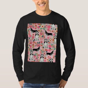 Husky Florals Dogs And Vintage Florals Pattern P T-Shirt