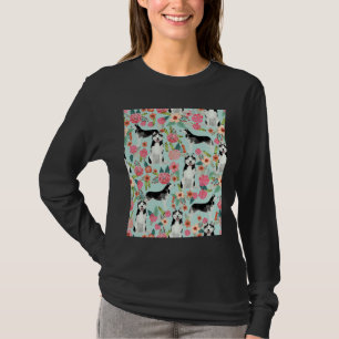 Husky Florals Dogs And Vintage Florals Pattern S T-Shirt