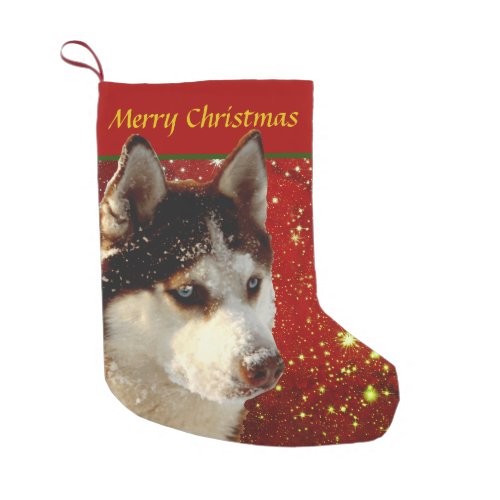 Husky Frohe Christmas Red Gold Christmas strumpt Small Christmas Stocking