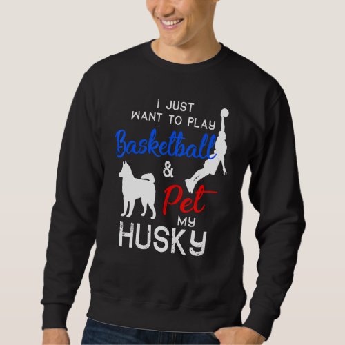 Husky Funny Basketball Dog Owner  Xmas Sweatshirt