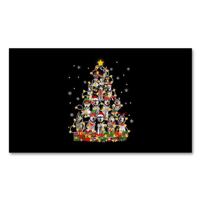 Husky | Funny Siberian Husky Santa Hat Christmas Business Card Magnet (Front)