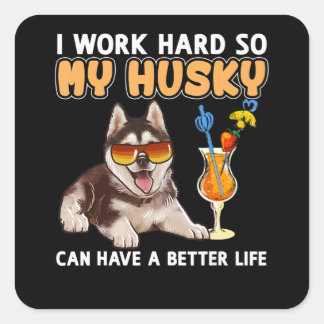 Husky gift | Funny Husky Lovers Gifts Square Sticker