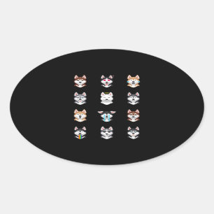 Husky Gift   Funny Siberian Husky Emoji Oval Sticker