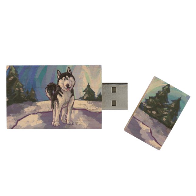 Husky Gifts & Accessories Wood USB Flash Drive (Opened)