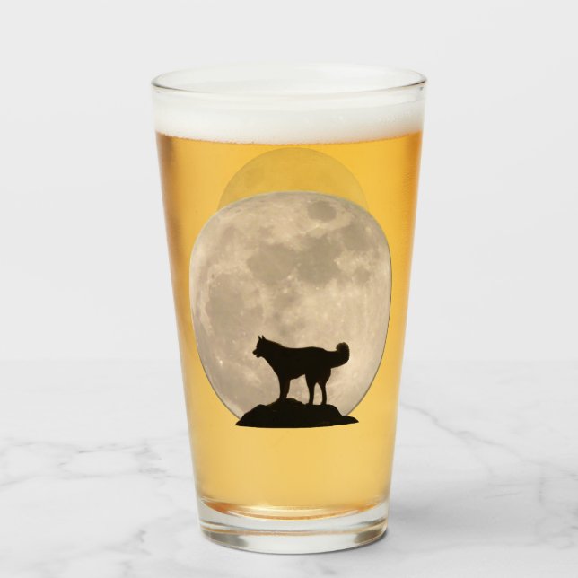 Husky Glasses Husky Wolf Moon Glass Personalized (Front Filled)