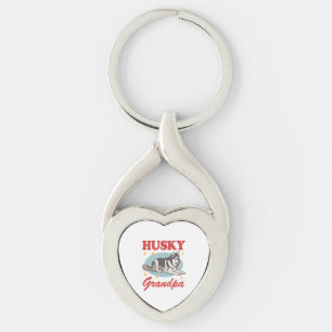 Husky Grandpa Dog Owner Siberian Husky Keychain