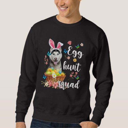 Husky Happy Easter Day Colorful Egg Hunt Squad Sweatshirt