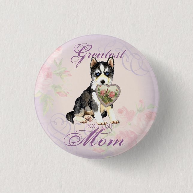 Husky Heart Mom Button (Front)