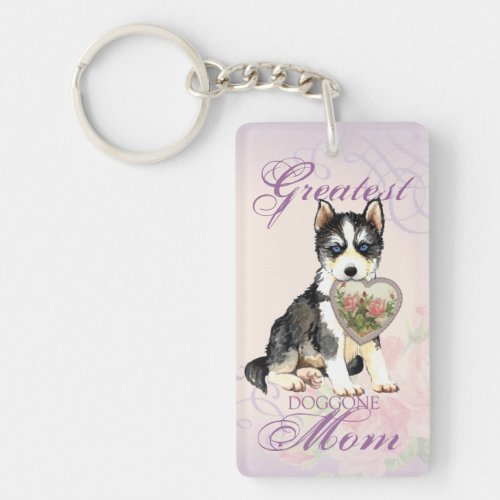 Husky Heart Mom Keychain