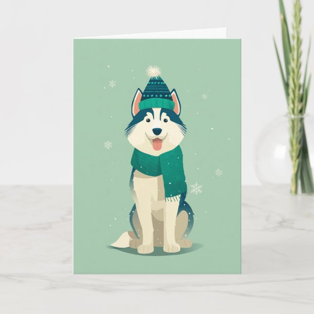 Husky Holiday Greeting Card (Front)