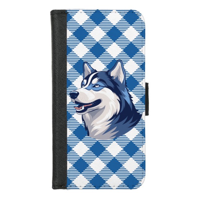 Husky Howlers Husky Dog Power Logo Blue iPhone Wallet Case (Front)