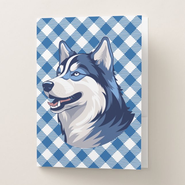 Husky Howlers Husky Dog Power Logo Blue Pocket Folder (Front)