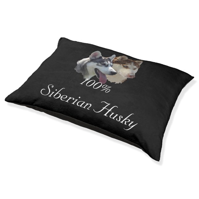 Husky Hunde Text 100% Siberian Husky Pet Bed (Angled)
