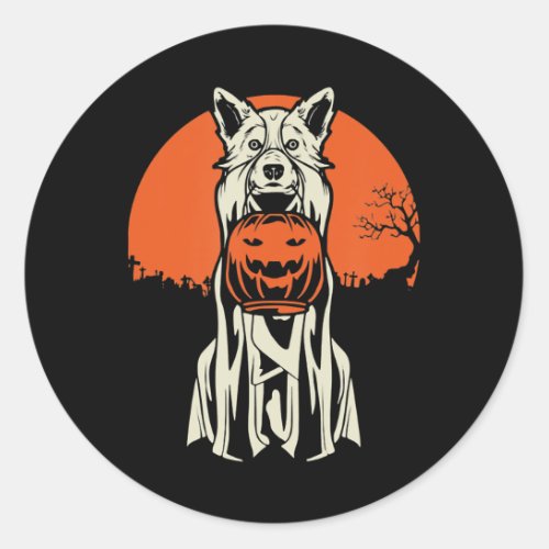 Husky  Husky Halloween Funny Dog Costume Pumpkin Classic Round Sticker