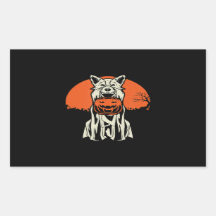 Husky Husky Halloween Funny Dog Costume Pumpkin Rectangular Sticker