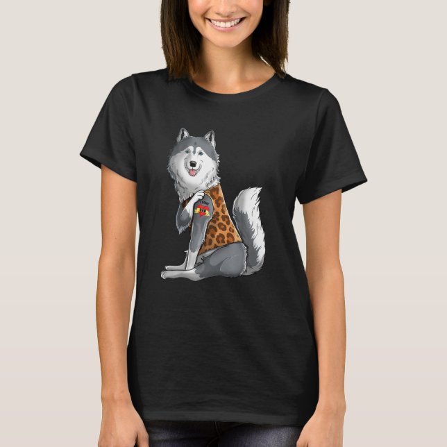 Husky I Love Mom Tattoo Dog Funny Mother's Day T-Shirt (Front)
