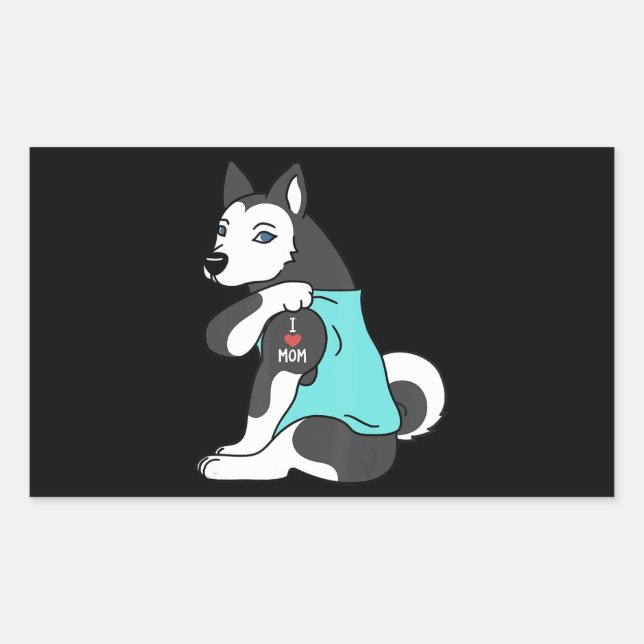 Husky | I Love Mom Tattoo Husky Funny Mors Day Dog Rectangular Sticker (Front)