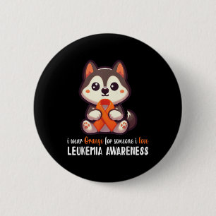Husky I Wear Orange For Someone I Love Leukemia Aw Button
