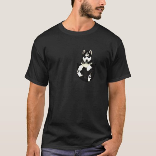 Husky In Pocket  Dog T_Shirt