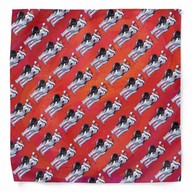 Husky in Santa Hat On Red Bandana (Front)